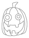 Silly smiling face carved pumpkin simple black and white stock vector illustration